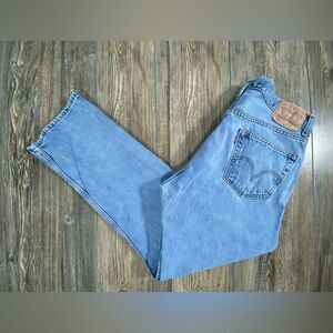 Levis Men Size 36 x 32 Jeans 505 Regular Fit Straight Light Wash Pants Cotton